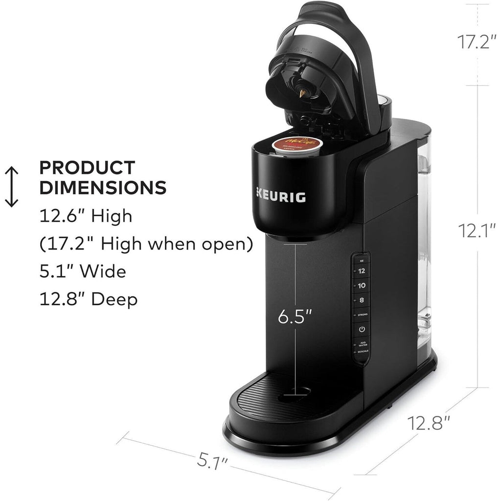 Single Serve K-Cup Coffee Maker, 3 Brew Sizes, Strong Brew, 42oz Reservoir, Black