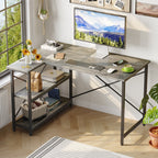 Small L Shaped Desk with Storage Shelves Corner Computer Desk