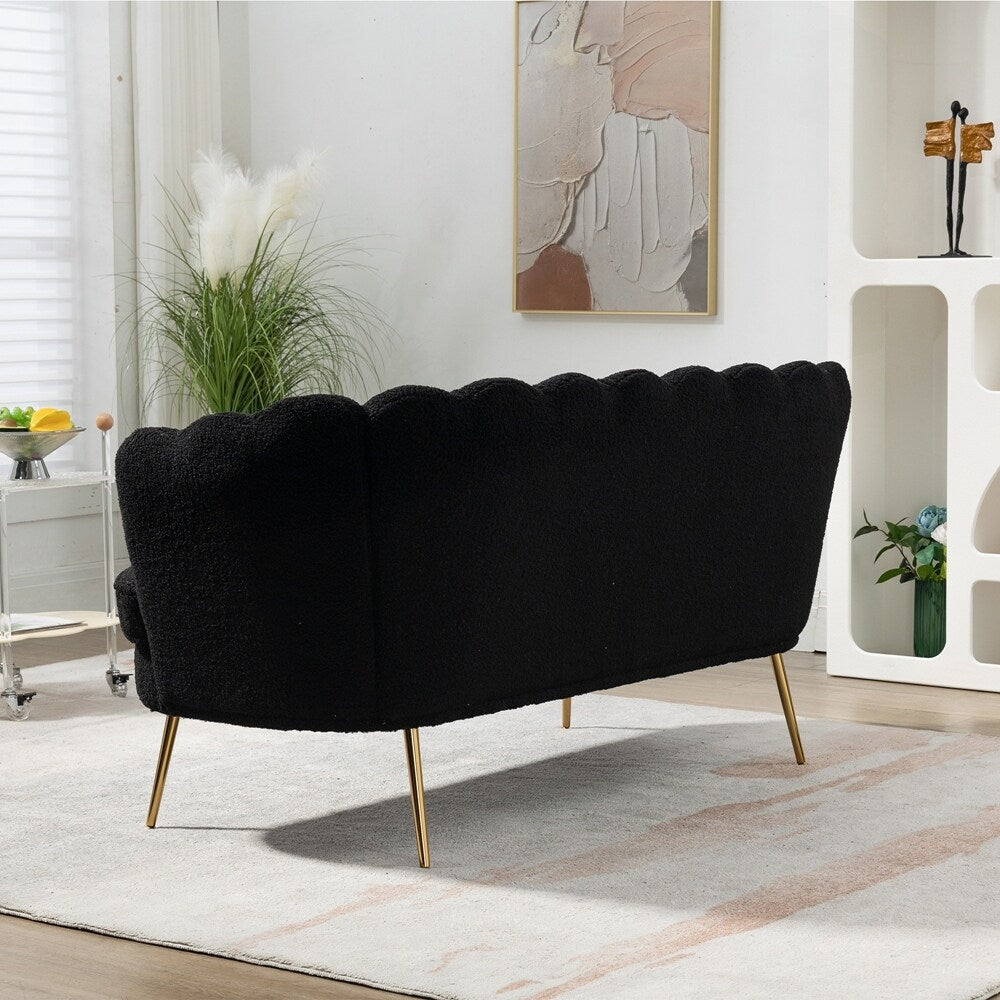 Small Mini Room Couch Two-Seater Sofa with Gold Metal Leg - 2 Seat