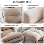 Soft Fabric Casual Living Room Armchair With Adjustable Backrest And Legs Stool