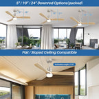Sofucor 52 Indoor Wood Ceiling Fan Light with Remote, Integrated Light Optional
