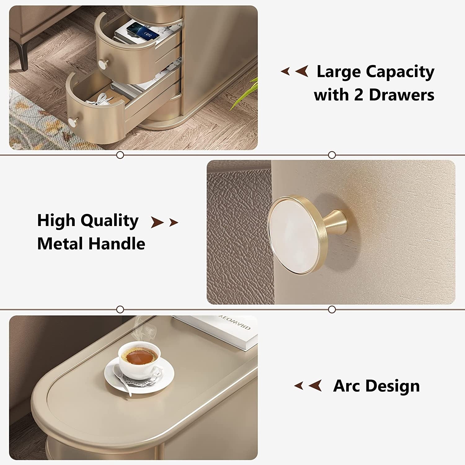 Solid Wood Chairside End Table, Two-Drawer Narrow Side Table Slim