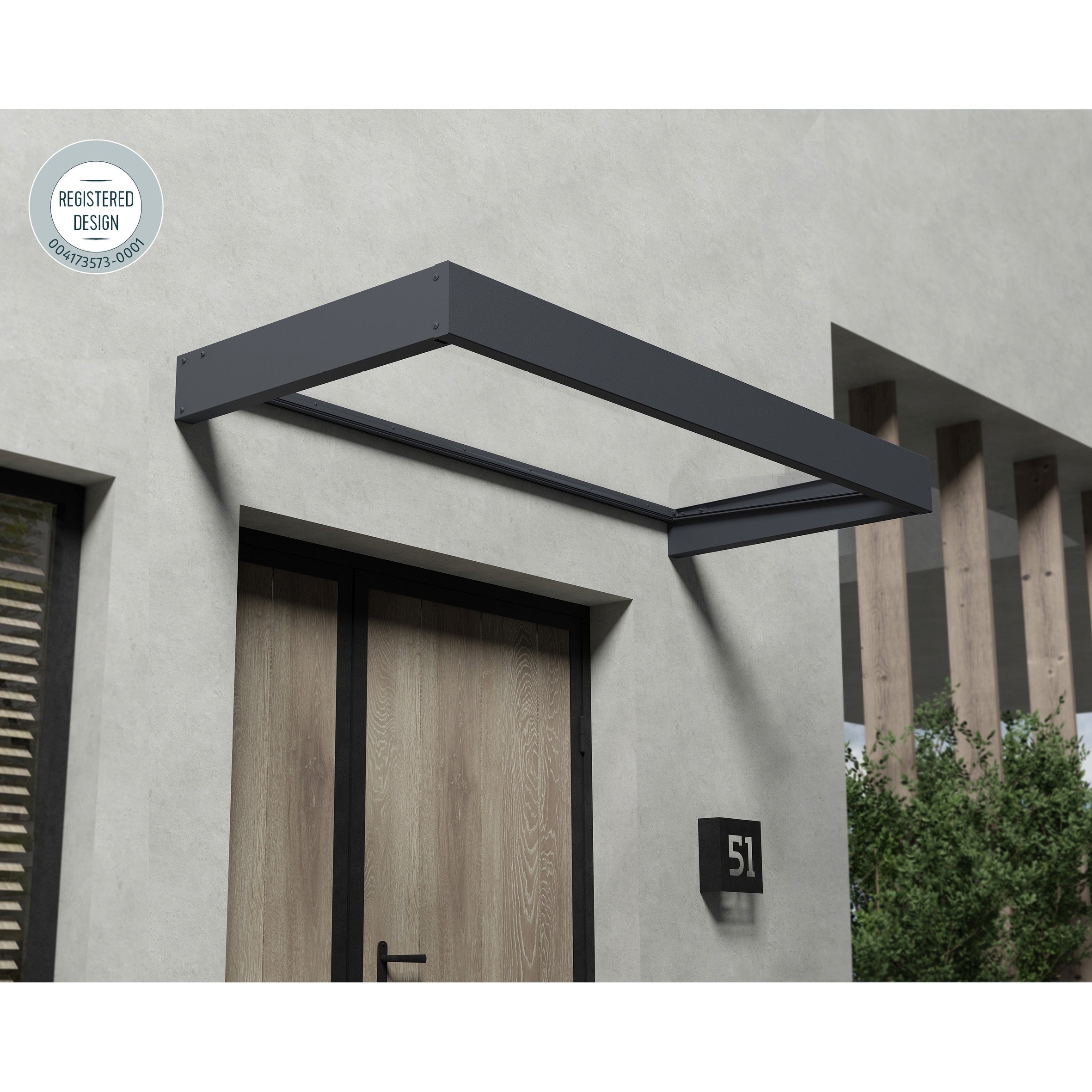 Sophia 3 ft. Grey Clear Door and Window Awning