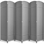 Sorbus 6 Panel Room Divider Tall Privacy Partition Screen Extra Wide Double Hinged Mesh Hand-Woven Folding Wall Divider - 6ft