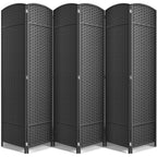 Sorbus 6 Panel Room Divider Tall Privacy Partition Screen Extra Wide Double Hinged Mesh Hand-Woven Folding Wall Divider - 6ft