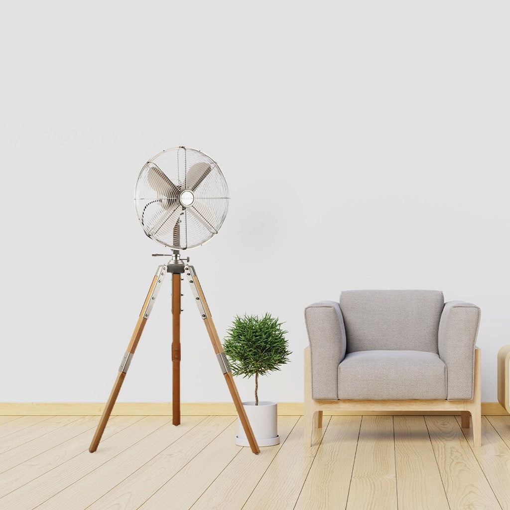 Star Fans Star Tripod 16-inch Stand Fan with Wooden Legs