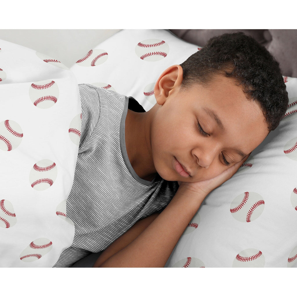 Sweet Jojo Designs Red, White and Blue Baseball Patch Sports Collection Boy 3-piece Full / Queen-size Comforter Set