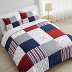 Sweet Jojo Designs Red, White and Blue Baseball Patch Sports Collection Boy 3-piece Full / Queen-size Comforter Set
