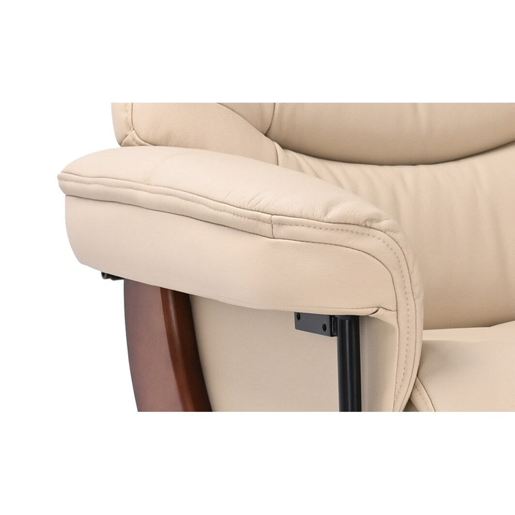 Leather Swivel Recliner with Matching Storage Ottoman