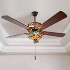 Tiffany Style Stained Glass Halston Ceiling Fan - Spice - 52L x 52W x 19H - 52L x 52W x 19H