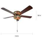Tiffany Style Stained Glass Halston Ceiling Fan - Spice - 52L x 52W x 19H - 52L x 52W x 19H