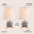 Tiki 16 Ceramic Mini Table Lamp, Blue/White (Set of 2) by JONATHAN Y