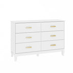 Timechee 6 Drawer 47.2''W Double Dresser Solid Wood Legs Lacquer Chest