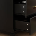 Timechee 6 Drawer 47.2''W Double Dresser Solid Wood Legs Lacquer Chest