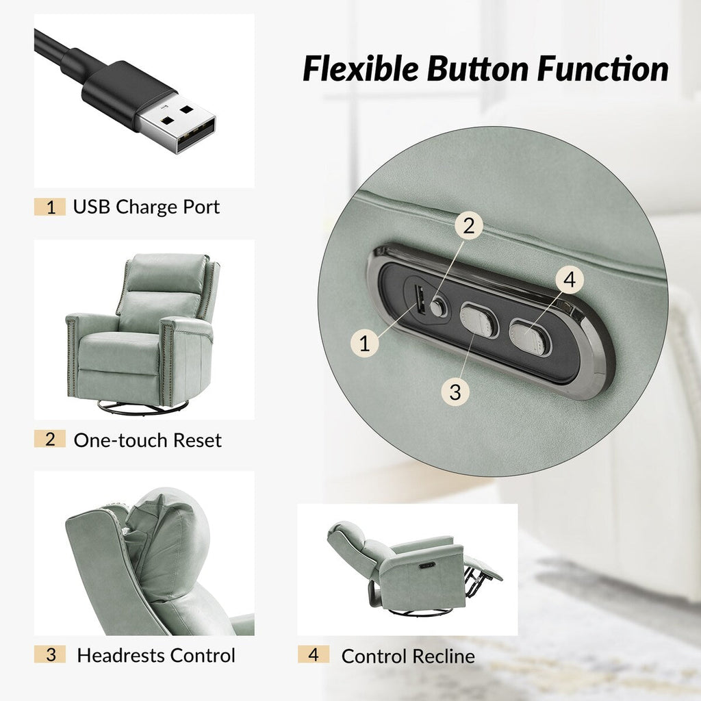 Tobias Traditional Swivel And Rocker Power Recliner Set of 2 by HULALA HOME