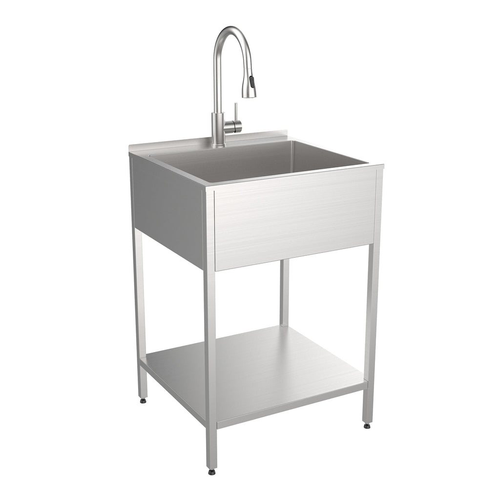 Transolid EWS-2422S 24-in W x 22-in D x 35-in H Stainless Steel Laundry Sink and Wash Stand - 24-in x 22-in