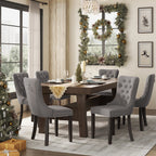 Upholstered Tufted Velvet Dining Chair with Solid Wood Legs Set of 6