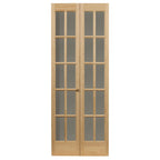 AWC Traditional Divided Glass Unfinished Pine 30-inch Bifold Door