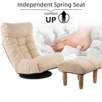 Upholstered Armless Recliner Set with Ottoman and Adjustable Headrest
