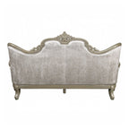 Upholstered Sofa with Button Tufted Back in Beige and Champagne