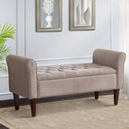 Upholstered Storage Bench Arm Bench Entryway Bench with Tufted Flip Top 50.4 Inches