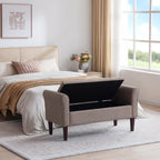 Upholstered Storage Bench Arm Bench Entryway Bench with Tufted Flip Top 50.4 Inches