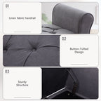 Upholstered Storage Bench Arm Bench Entryway Bench with Tufted Flip Top 50.4 Inches