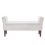 Upholstered Storage Bench Arm Bench Entryway Bench with Tufted Flip Top 50.4 Inches