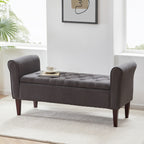 Upholstered Storage Bench Arm Bench Entryway Bench with Tufted Flip Top 50.4 Inches