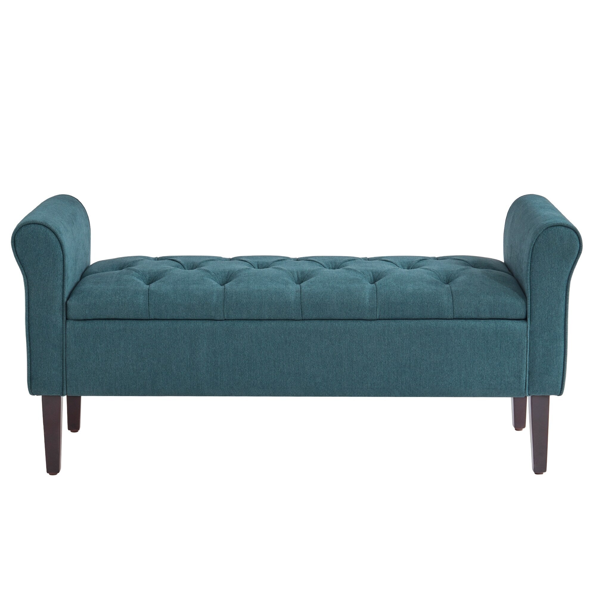 Upholstered Storage Bench Arm Bench Entryway Bench with Tufted Flip Top 50.4 Inches