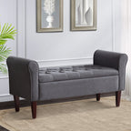 Upholstered Storage Bench Arm Bench Entryway Bench with Tufted Flip Top 50.4 Inches