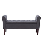 Upholstered Storage Bench Arm Bench Entryway Bench with Tufted Flip Top 50.4 Inches