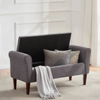 Upholstered Storage Bench Arm Bench Entryway Bench with Tufted Flip Top 50.4 Inches