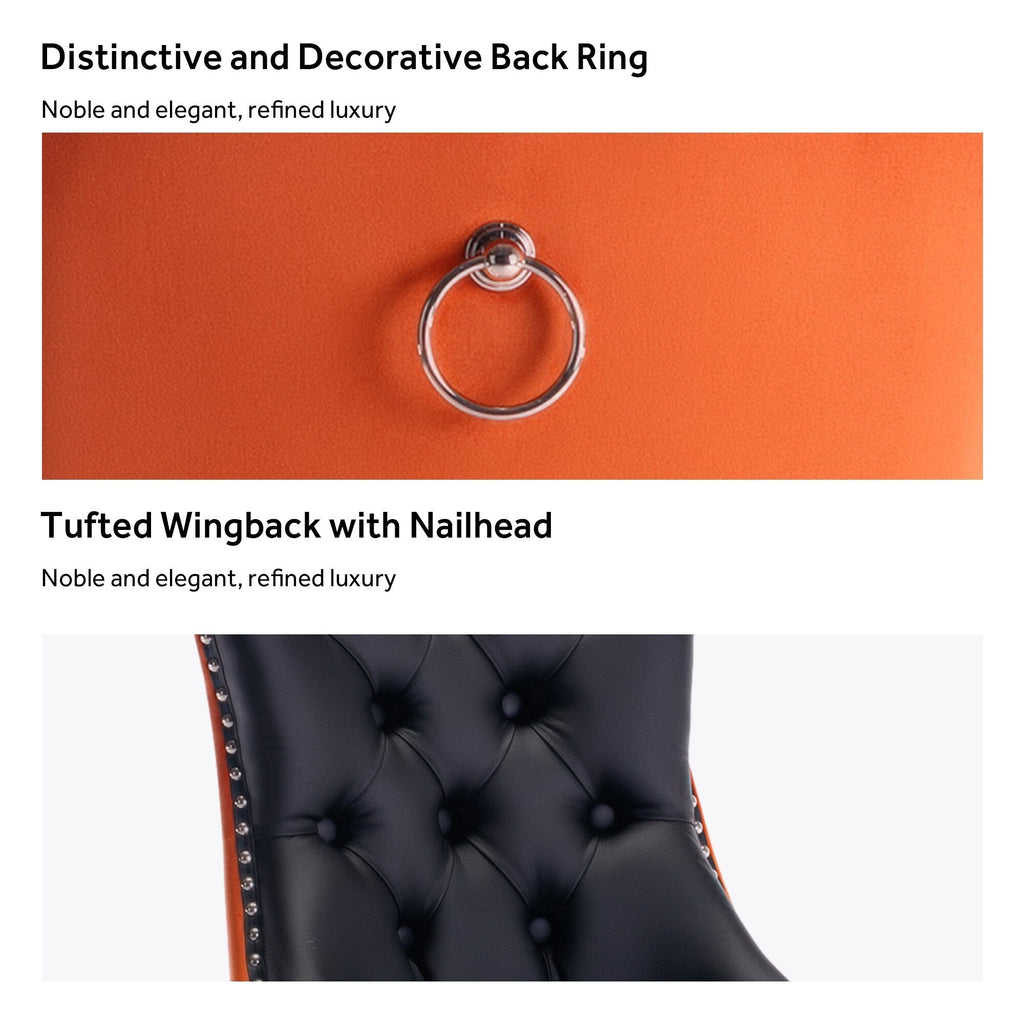 Upholstered Tufted Velvet Dining Chair with Solid Wood Legs Set of 6