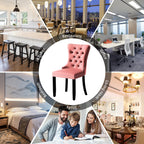 Upholstered Tufted Velvet Dining Chair with Solid Wood Legs Set of 6