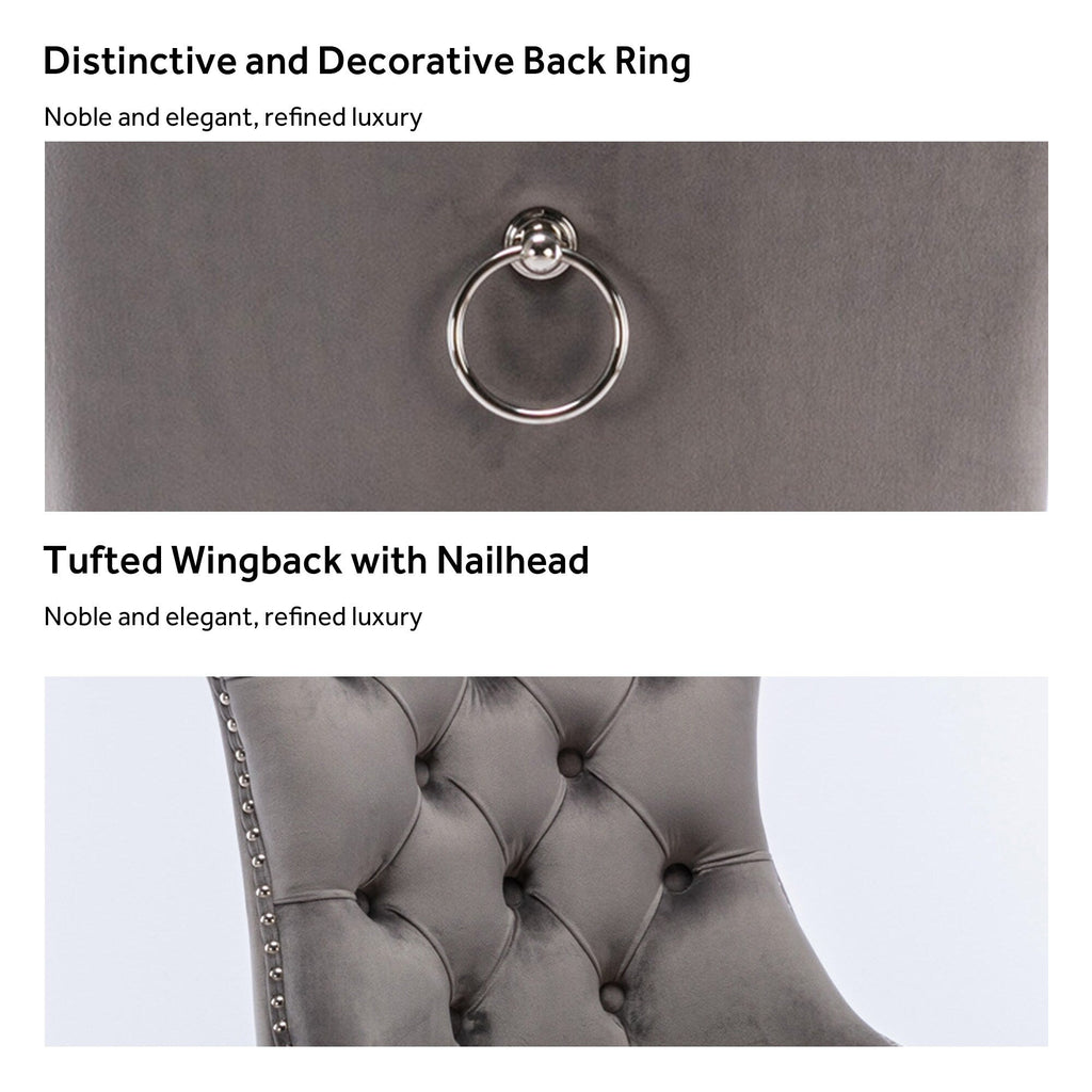 Upholstered Tufted Velvet Dining Chair with Solid Wood Legs Set of 6