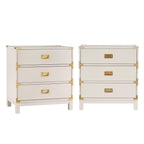 Valoria 3-Drawer Gold Accent Nightstand