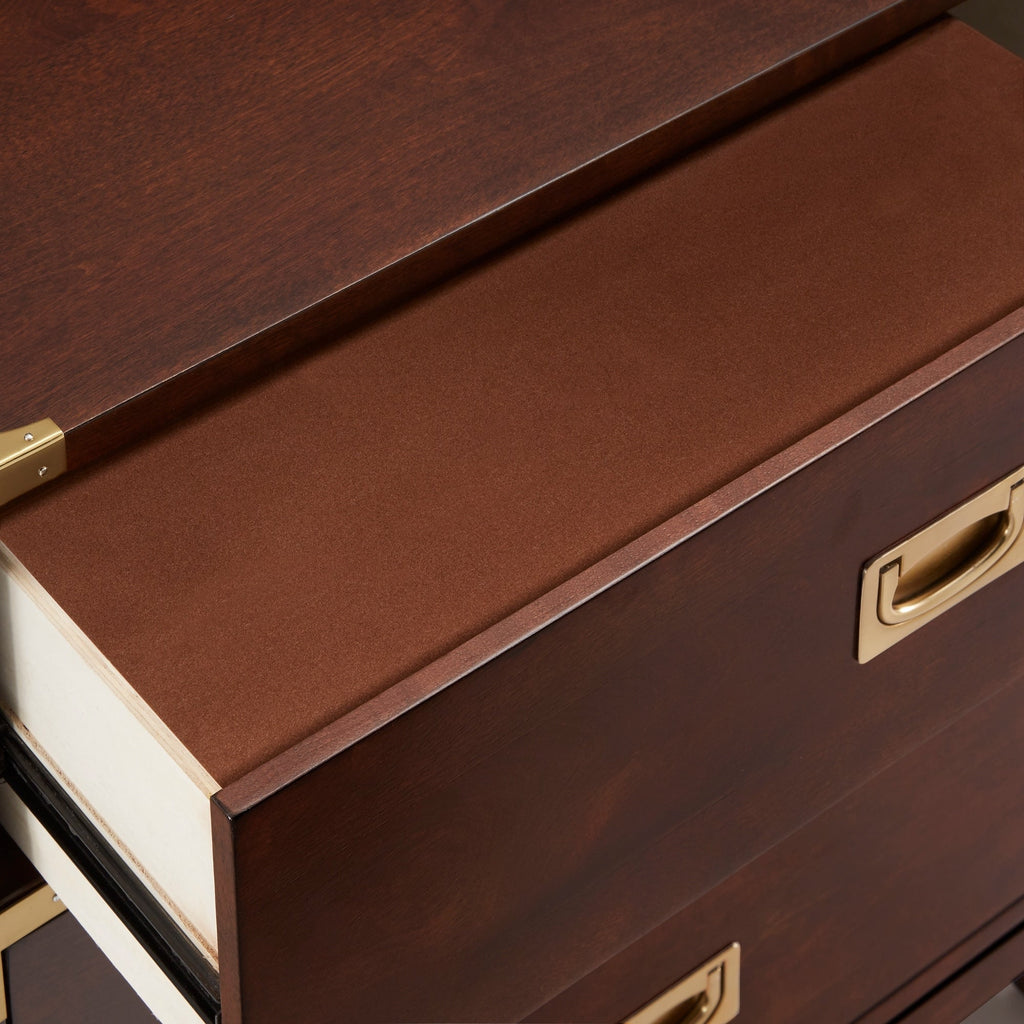 Valoria 3-Drawer Gold Accent Nightstand