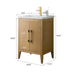 Vanity Art 20 or 24 or 30 Single Sink Bathroom Vanity Cabinet with Ceramic Top