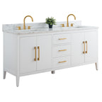 Vanity Art 72 Double Sink Bathroom Vanity Cabinet with Engineered Marble Top