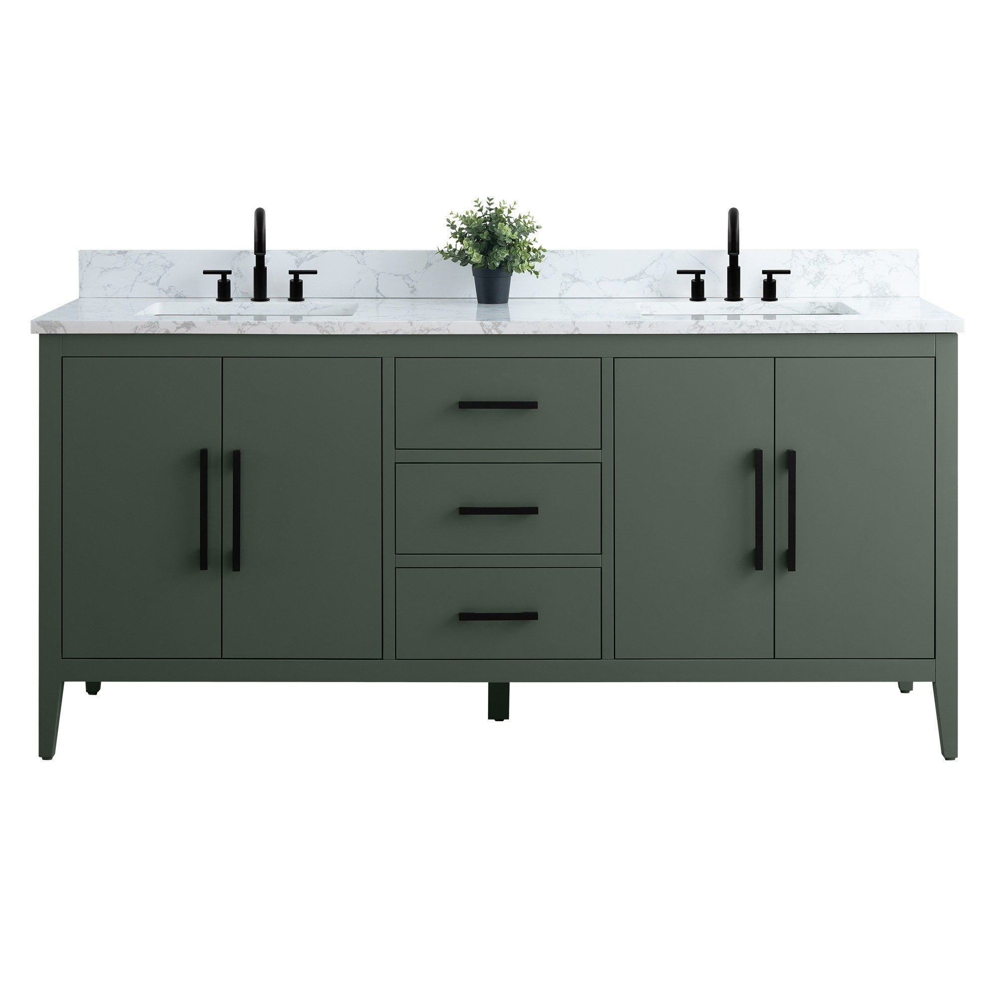 Vanity Art 72 Double Sink Bathroom Vanity Cabinet with Engineered Marble Top