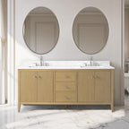 Vanity Art 72 Double Sink Bathroom Vanity Cabinet with Engineered Marble Top