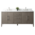 Vanity Art 72 Double Sink Bathroom Vanity Cabinet with Engineered Marble Top