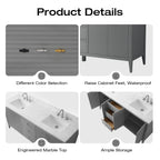 Vanity Art 72 Double Sink Bathroom Vanity Cabinet with Engineered Marble Top