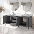 Vanity Art 72 Double Sink Bathroom Vanity Cabinet with Engineered Marble Top