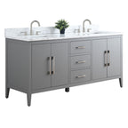 Vanity Art 72 Double Sink Bathroom Vanity Cabinet with Engineered Marble Top