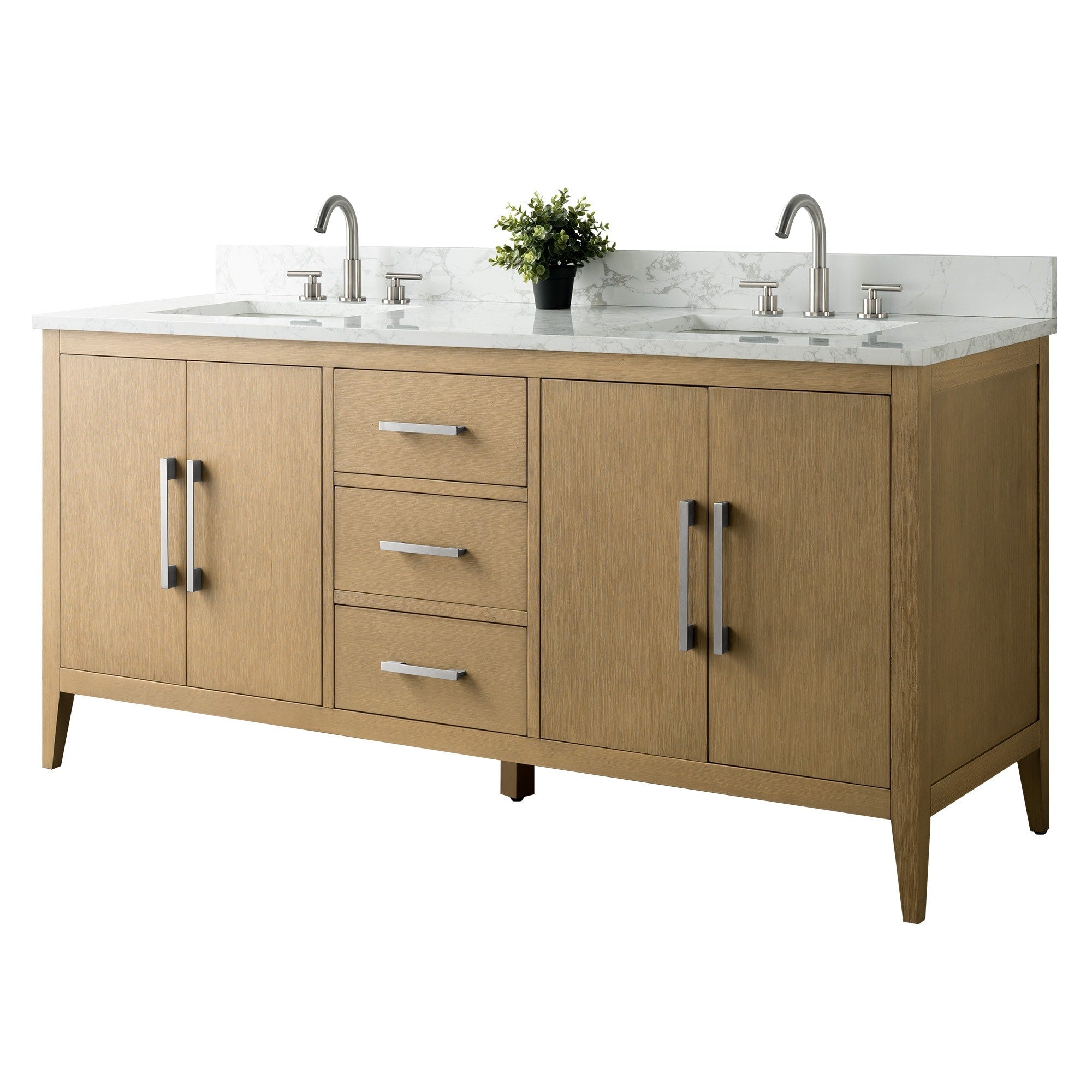 Vanity Art 72 Double Sink Bathroom Vanity Cabinet with Engineered Marble Top