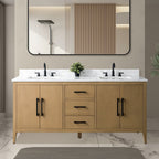 Vanity Art 72 Double Sink Bathroom Vanity Cabinet with Engineered Marble Top