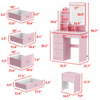 Vanity Set With Mirror and Lamp Home Makeup Dressing Table with Stool