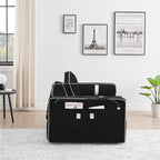 Velvet Convertible 55'' 2-Seater Sleeper Sofa with Pull-Out Bed, Adjustable Recline, Side Pockets, and Phone Holder